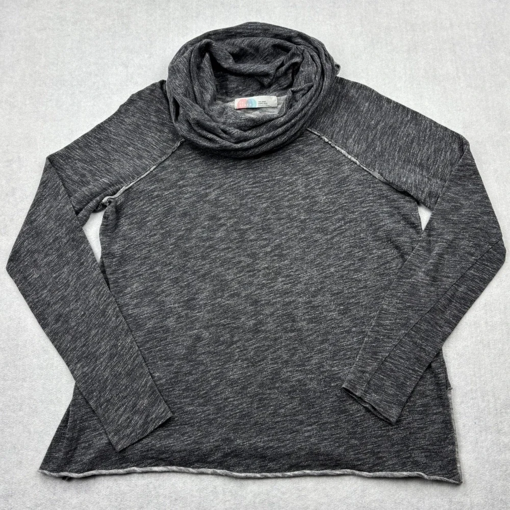 Free People FP Beach Cowl Neck Top Womens S M Charcoal Grey Knit Slouchy S/M